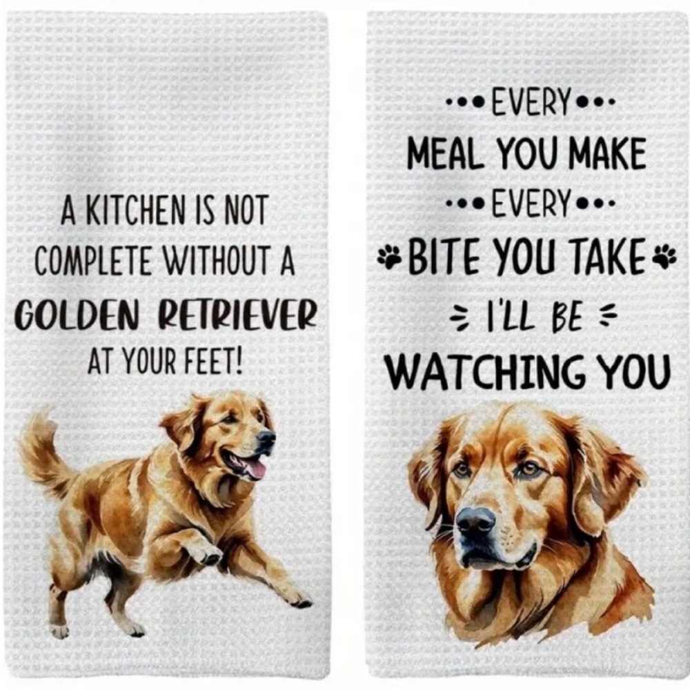 Golden Retriever 2pc. Cute Kitchen Towel Set NIP